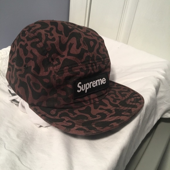 Supreme Multicolor Leopard Print Camp Cap 5 panel.